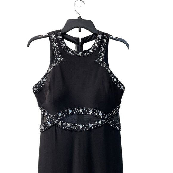 Morgan & Co Womens Formal Evening Long Maxi Dress Rhinestones Black Size 7/8 - Picture 2 of 9